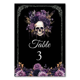 Gothic Floral Skull Halloween Hochzeitsfeier Tisch Tischnummer