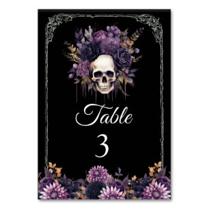 Gothic Floral Skull Halloween Hochzeitsfeier Tisch Tischnummer