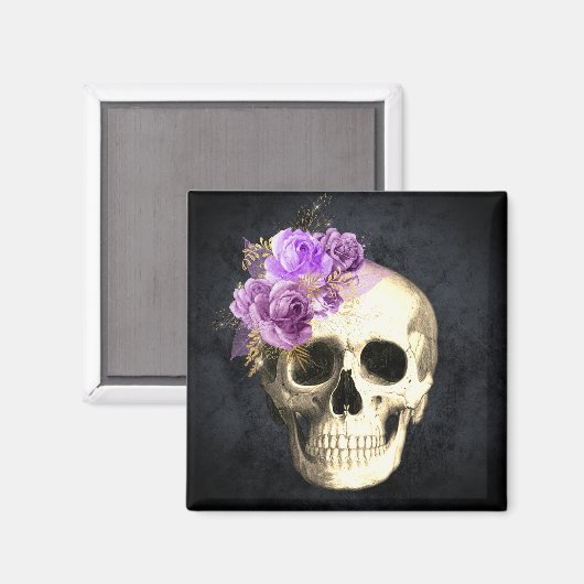 Gothic Floral Skull Halloween Magnet (Vorderseite/Rückseite)