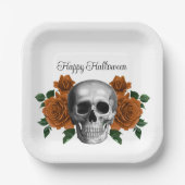 Gothic Floral Skull Halloween Pappteller (Vorderseite)