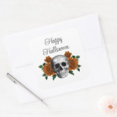 Gothic Floral Skull Halloween Quadratischer Aufkleber (Umschlag)