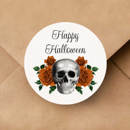 Gothic Floral Skull Halloween Runder Aufkleber