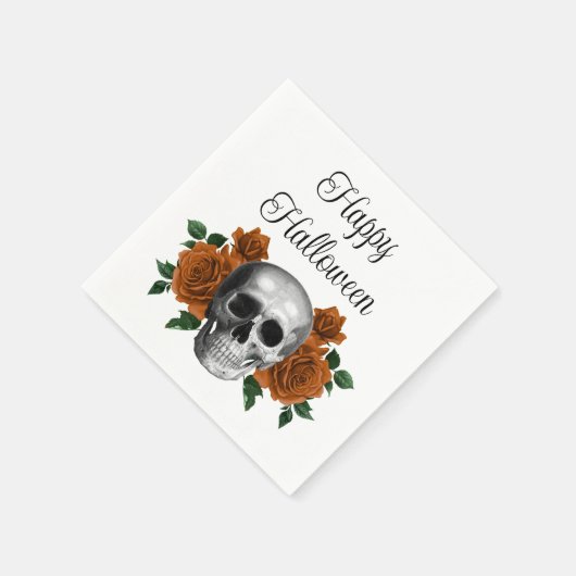 Gothic Floral Skull Halloween Serviette (Ecke)