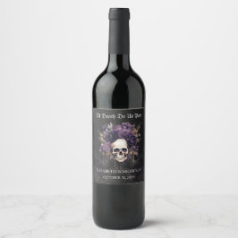 Gothic Floral Skull Halloween Wine Label Weinetikett