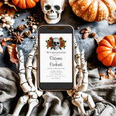 Gothic Floral Skull Kostüme & Cocktail Halloween Einladung