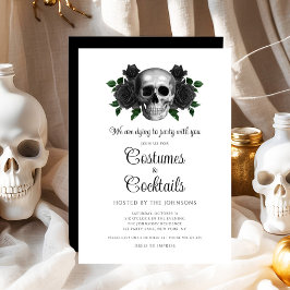 Gothic Floral Skull Kostüme & Cocktail Halloween Einladung