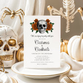 Gothic Floral Skull Kostüme & Cocktail Halloween Einladung