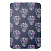 Gothic Floral Skull Nahtloses Muster Badematte (Vorderseite Vertikal)
