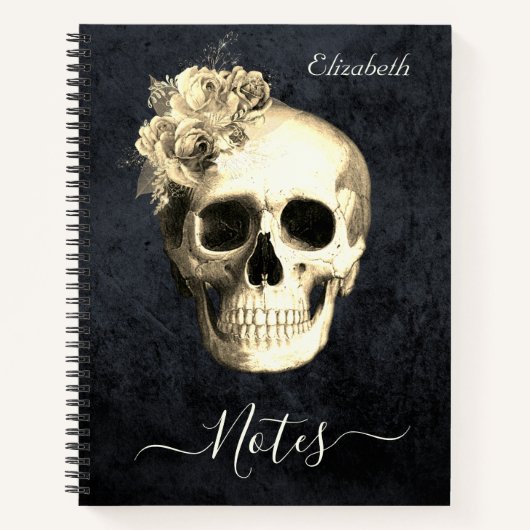 Gothic Floral Skull Personalisiert Notizblock (Vorderseite)