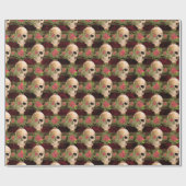Gothic Floral Skull & Poinsettia Weihnachtsmuster Geschenkpapier (Flach)