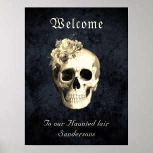 Gothic Floral Skull Rose Personalisiert Halloween Poster