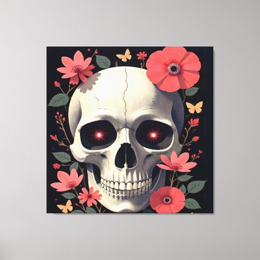 Gothic Floral Skull - Stylized Skull Leinwanddruck (Vorderseite)