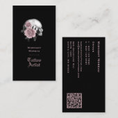 Gothic Floral Skull Tattoo Artist QR Code Visitenkarte (Vorne/Hinten)