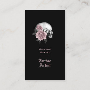 Gothic Floral Skull Tattoo Artist QR Code Visitenkarte