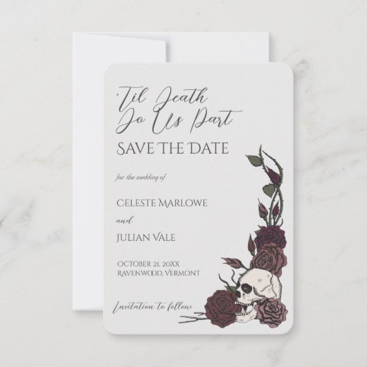 Gothic Floral Skull 'Til Death Save the Date (Vorderseite)
