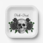 Gothic Floral Skull Trick Or Treat Halloween Pappteller (Vorderseite)