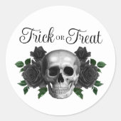 Gothic Floral Skull Trick Or Treat Halloween Runder Aufkleber (Vorderseite)
