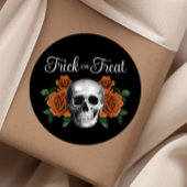 Gothic Floral Skull Trick Or Treat Halloween Runder Aufkleber