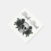 Gothic Floral Skull Trick Or Treat Halloween Serviette (Ecke)