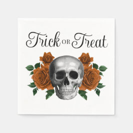 Gothic Floral Skull Trick Or Treat Halloween Serviette