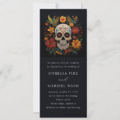 Gothic Floral Skull Wedding Einladung (Vorderseite)