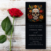 Gothic Floral Skull Wedding Einladung