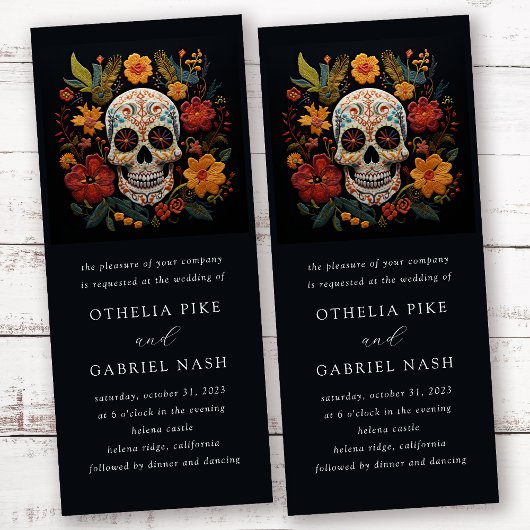 Gothic Floral Skull Wedding Einladung