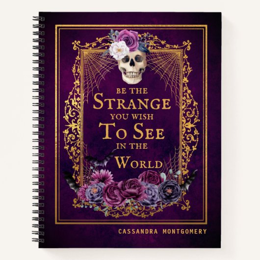 Gothic Floral Skull Zitat Lila Personalisierter Na Notizblock (Vorderseite)