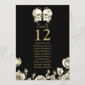 Gothic Floral Skulls Table Number Seating Chart Einladung (Rückseite)
