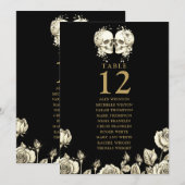 Gothic Floral Skulls Table Number Seating Chart Einladung (Vorne/Hinten)
