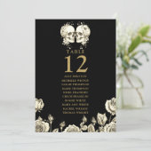 Gothic Floral Skulls Table Number Seating Chart Einladung (Stehend Vorderseite)