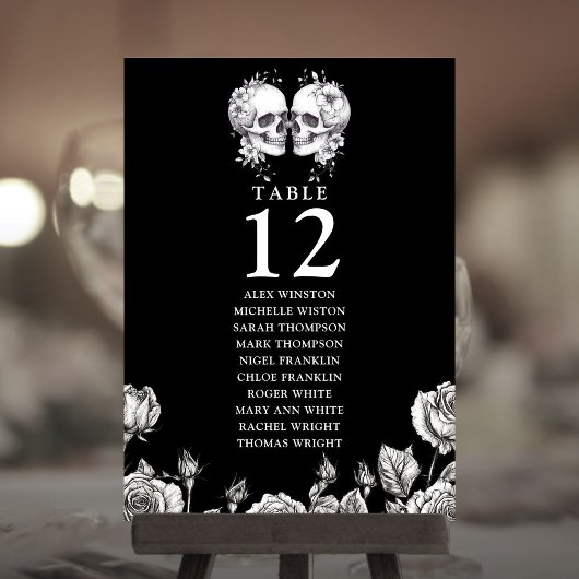 Gothic Floral Skulls Tischnummer Seekarte