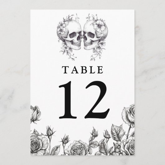 Gothic Floral Skulls Tischnummern (Rückseite)