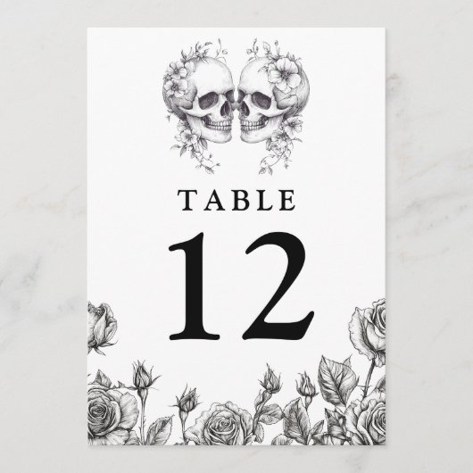 Gothic Floral Skulls Tischnummern (Vorderseite)