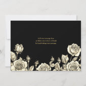 Gothic Floral Skulls Wedding Black And Gold Dankeskarte (Rückseite)