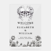 Gothic Floral Skulls Wedding Welcome Acrylschild (Vorderseite)
