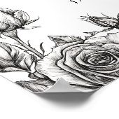 Gothic Floral Skulls Wedding Welcome Sign Poster (Ecke)