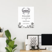 Gothic Floral Skulls Wedding Welcome Sign Poster (Heimbüro)