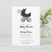 Gothic Floral Stroller Kinderdusche Einladung (Stehend Vorderseite)