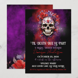 Gothic Floral Totenkopf Hochzeitsdusche Einladung