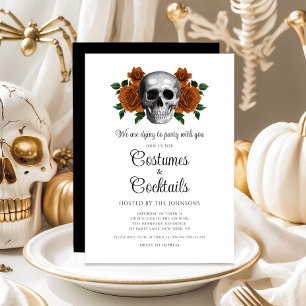 Gothic Floral Totenkopf Kostüme & Cocktail Hallowe Einladung