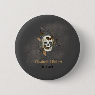 Gothic Floral Totenkopf Schmetterlinge Hochzeit  Button