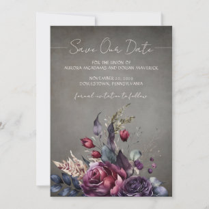 Gothic Floral Watercolor Foto Save the Date Einladung