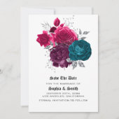 Gothic Floral Wedding Flat Save the Date Card (Vorderseite)