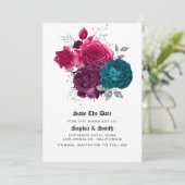 Gothic Floral Wedding Flat Save the Date Card (Stehend Vorderseite)