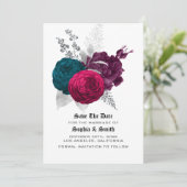 Gothic Floral Wedding Flat Save the Date Card (Stehend Vorderseite)