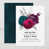 Gothic Floral Wedding Flat Save the Date Card (Vorne/Hinten)