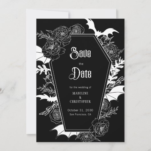 Gothic Floral Wedding Foto Save the Date Einladung (Vorderseite)