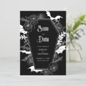 Gothic Floral Wedding Foto Save the Date Einladung (Stehend Vorderseite)