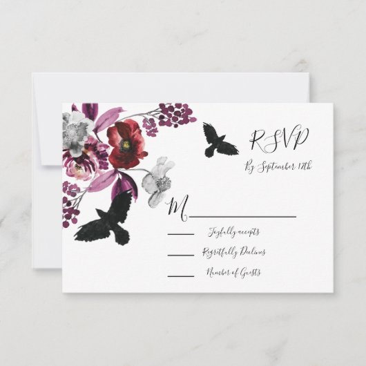 Gothic Floral Wedding Response Cards UAWG RSVP Karte (Vorderseite)